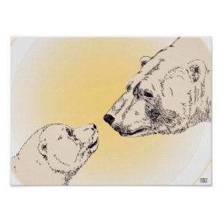 Polar Bear & Cub Poster Wildlife Home Decor