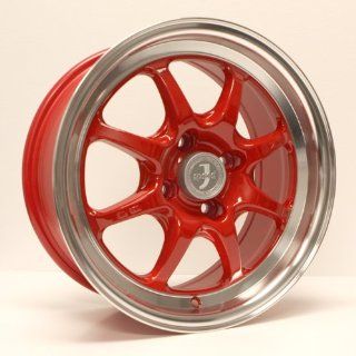 15x7 Enkei J SPEED (Red w/ Machined Lip) Wheels/Rims 4x100 (464 570 4925RD): Automotive