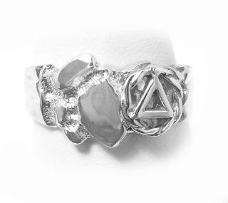 Alcoholics Anonymous Symbol Ring, Small Nugget Style Ring, #465 7, Sterling Silver, Size 6.5: Jewelry