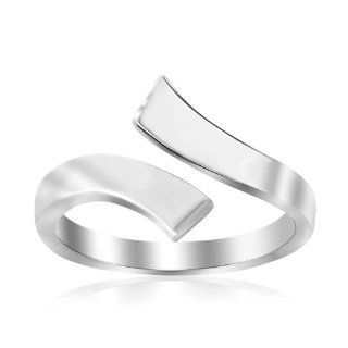 Sterling Silver Rhodium Plated Overlap Style Polished Toe Ring: Jewelry