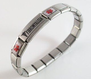 Fibromyalgia Medical ID Alert Italian Charm Bracelet: Jewelry