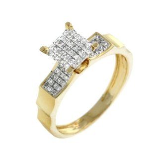 0.30 CT White Round Brilliant Diamond Women's Anniversary & Engagement single Ring in 10KT Yellow Gold: Jewelry