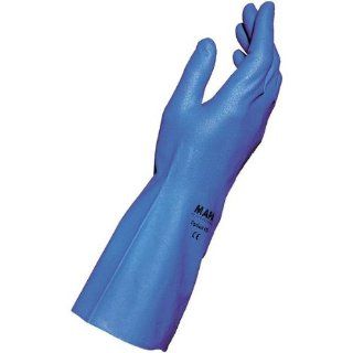 MAPA Optinit 472 Nitrile Glove, Chemical Resistant, 0.008" Thickness, 12" Length, Size 7, Blue (Bag of 10 Pairs): Chemical Resistant Safety Gloves: Industrial & Scientific