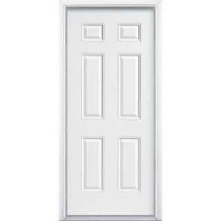 Masonite Premium 6 Panel Primed Steel Entry Door with Brickmold 27105