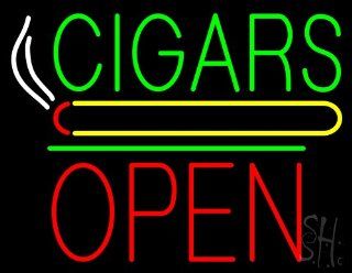 Cigars Block Open Green Line Neon Sign 24" Tall x 31" Wide x 3" Deep : Business And Store Signs : Office Products