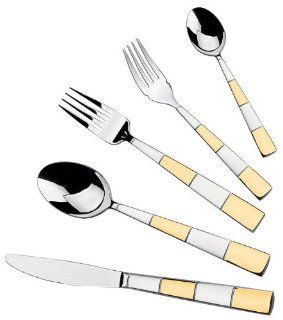 Lorren Home Trends G475 20 Piece 18/10 Stainless and Gold Flatware Set, Service for 4: Kitchen & Dining