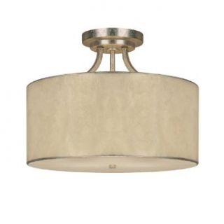 Capital Lighting 3933WG 476 Luna Collection 3 Light Semi Flush, Winter Gold Finish with Moonlit Mica Shade and Frosted Glass Diffuser   Semi Flush Mount Ceiling Light Fixtures  