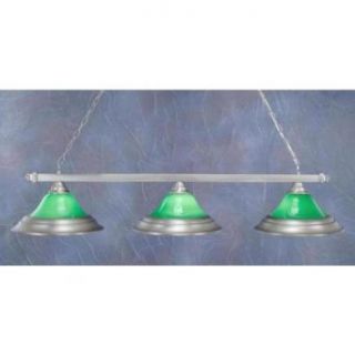 Billiard 3 Light Square Bar Pendant with Green Case Glass Shade Finish: Brushed Nickel: Home Improvement
