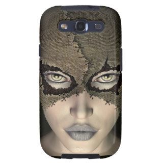 Stitched Burlap Sack Masked Female Face Galaxy S3 Case