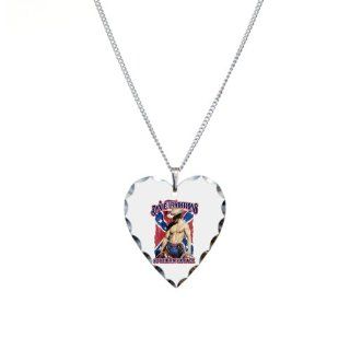 Necklace Heart Charm Dixie Traditions Southern Six Pack On Rebel Flag: Pendant Necklaces: Jewelry