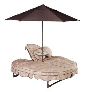 Living Accents Deluxe Orbit Lounge w/ Umbrella Stand and Side Table 77.2" L X 61" W X 13" H : Patio Dining Tables : Patio, Lawn & Garden