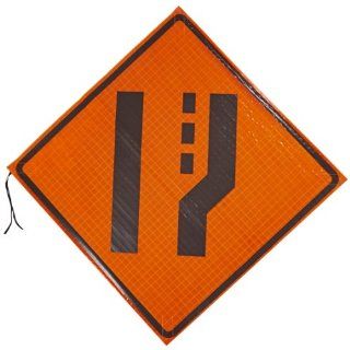 Jackson Safety 17993 Super Bright Reflexite Fluorescent Reflective Roll Up Sign, Legend "Merge Right Symbol", 48" Length, Orange Industrial Warning Signs