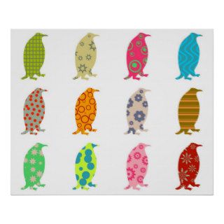 Patterned Penguins Posters