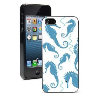 Apple iPhone 4 4S 4G Black 4B482 Hard Back Case Cover Color Light Blue Sea Horse Pattern: Cell Phones & Accessories