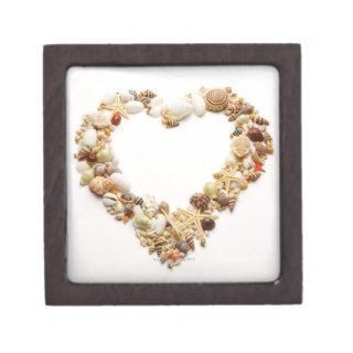 Assorted seashells form heart shape premium jewelry boxes