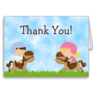 Kids English Horseback Riding Thank You Cards