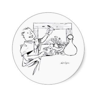 grego na mesa desenho comida mesa farta antiga round sticker
