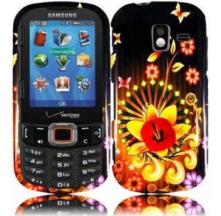 Black Yellow Flower Hard Cover Case for Samsung Intensity III 3 SCH U485 Cell Phones & Accessories