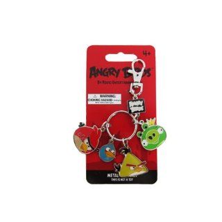 Metal Charm Keychain With Classic Angry Birds Characters   Red Bird, Blue Bird, Yellow Bird, and King Pig: Automotive