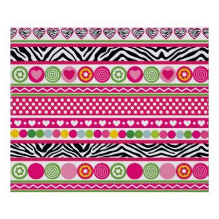 Colorful abstract zebra hearts and dots pattern print
