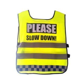 Hi Viz Reflective Vest Tabard with Polite Message and Police Reflective Tape. Running, Cycling, Walking, Horse Riding. EN 471 Compliant Materials. (S/M) : Sports Reflective Gear : Sports & Outdoors