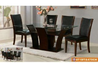 American Eagle Furniture 471DT & 470CH Espresso Finished Dining Table With Black Leatherette Chairs Dining Set Home & Kitchen