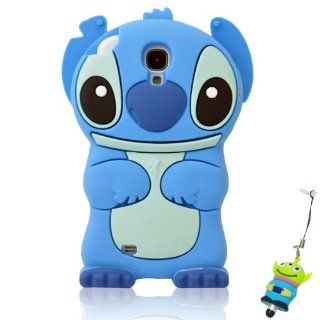 I Need Cartoon 3D Movable Blue Ears Stitch &Lilo Soft Silicon Cover Case for Samsung Galaxy S4 SIV i9500(Blue)With 3d Eyes Alien Styli Pen: Cell Phones & Accessories