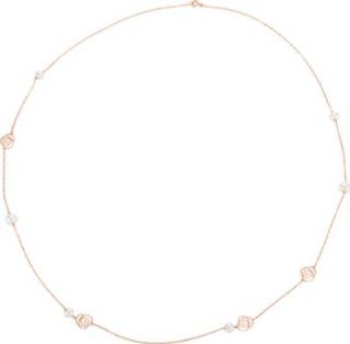 Jewelplus Freshwater Cultured Pearl Floral Design Necklace 14K Rose Necklace: Jewelry