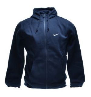 Nike Classic Club Swoosh Fleece Hoodie Full Zip Men's Sweatshirt Obsidian Navy 611456 473 (Size M)  Athletic Warm Up And Track Jackets  Clothing