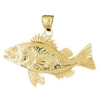 14K Gold Charm Pendant 6.2 Grams Nautical>Bass611 Necklace: Jewelry