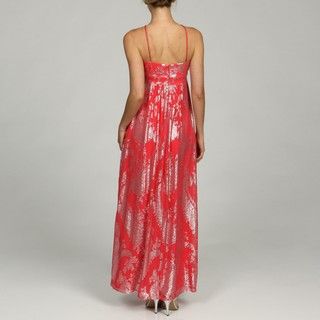 Ignite Evenings Women's Coral Metallic Paisley Gown Ignite Evenings Evening & Formal Dresses