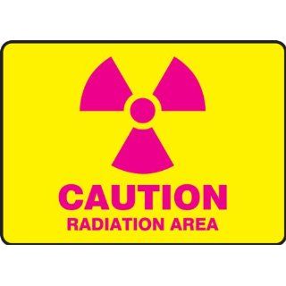 Accuform Signs MRAD501VP Plastic Safety Sign, Legend "CAUTION RADIATION AREA" with Graphic, 7" Length x 10" Width x 0.055" Thickness, Magenta on Yellow: Industrial Warning Signs: Industrial & Scientific