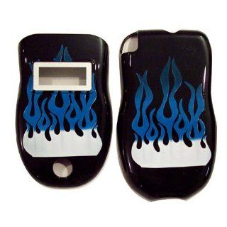 Hard Plastic Snap on Cover Fits Motorola IC502 Buzz Blue Flame/Black Sprint: Cell Phones & Accessories