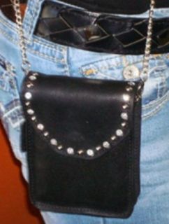 That's A Wrap Women's Black Leather Belt Bag w/ Chain. 98121 Clothing