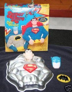 Wilton Superman Batman Super Hero Cake Pan (502 1212, 1977) Retired: Novelty Cake Pans: Kitchen & Dining
