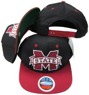 Mississippi State University Bulldogs Black/Maroon Two Tone Plastic Snapback Adjustable Plastic Snap Back Hat / Cap : Sports Fan Baseball Caps : Sports & Outdoors