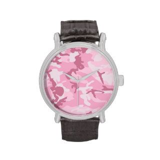 Vintage Cute Pink Camouflage Pattern Watch