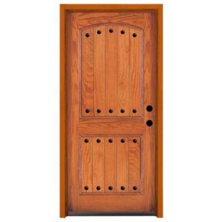 Steves & Sons Rustic 2 Panel Stained Oak Wood Left Hand Entry Door with 6 in. Wall and Prefinished Jamb 02250 HO MJ 6LH