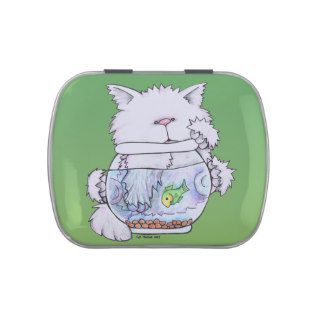 Gone Fishing Cat with Green Apple Jelly Belly tin