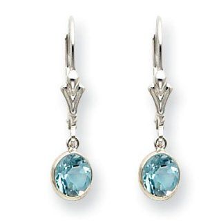 Sterling Silver Blue Topaz Leverback Earrings: Dangle Earrings: Jewelry