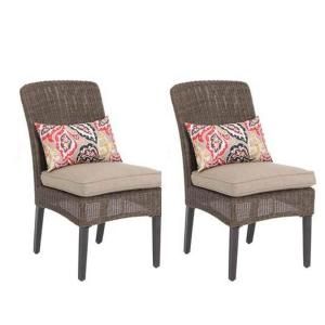 Hampton Bay Walnut Creek Patio Dining Chair with Wheat Cushion (2 Pack) DISCONTINUED FRS10013 Wheat