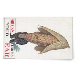 Sticker Antique Antrhopomorphic Veggie Corn Pun