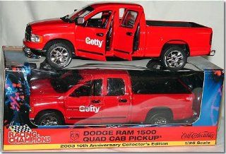 Getty 2003 Dodge Ram 1500 Quad Cab 4 Door Pickup 1/25 Red 10th Anniversary: Toys & Games