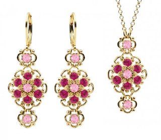 Lucia Costin Silver, Light Pink, Fuchsia Crystal Jewelry Set, Expressive: Jewelry
