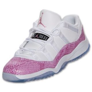 NIKE Girls' Preschool Air Jordan Retro 11 Low Basketball Shoes, White/Metallic Platinum/Dynamic Pink: Shoes