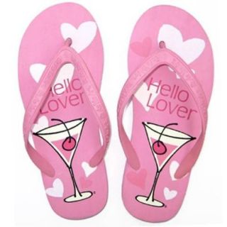 Luxury Divas Hello Lover Pink Cocktail Flip Flops Small: Sandals: Shoes