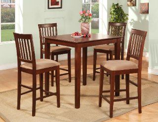 5PC Square Pub Counter Height Table Set And 4 Cushioned Stools   Dining Room Furniture Sets