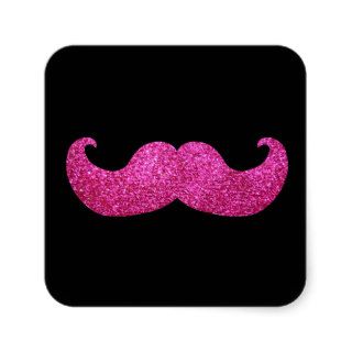 Pink Bling Mustache (Faux Glitter Graphic) Stickers