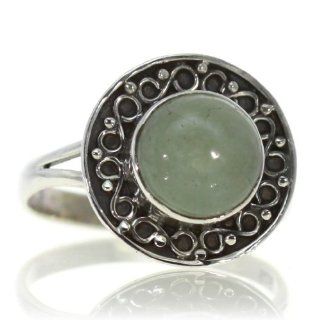 Aquamarine Ring (size: 7.75) Handmade 925 Sterling Silver natural hand cut Aquamarine color Green 3g, Nickel and Cadmium Free, artisan unique handcrafted silver ring jewelry for women   one of a kind world wide item with original natural Aquamarine gemston