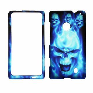 2D Blue Skull Nokia Lumia 521 Case Cover Hard Case Snap on Cases Rubberized Touch Protector Faceplates: Cell Phones & Accessories